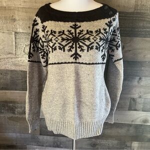 Woolrich Gray and Black Snowflake Sweater